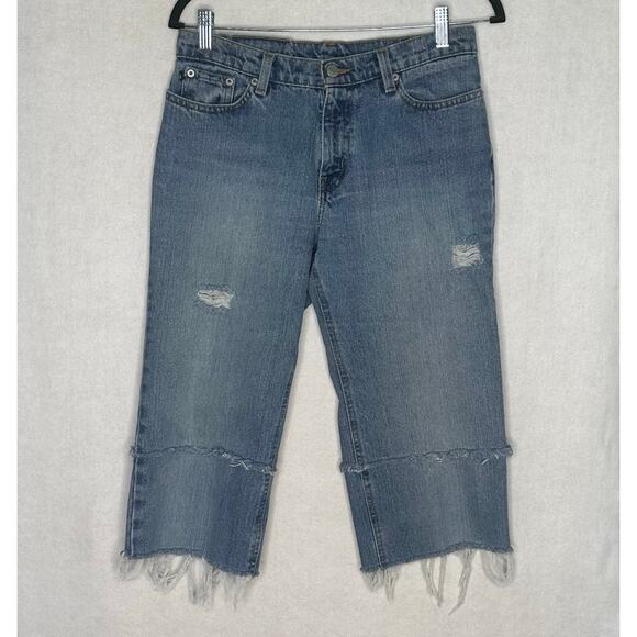 Rare Vintage Polo Jeans Co Reworked Crop Distressed Denim – Sz 4 - Picture 1 of 8